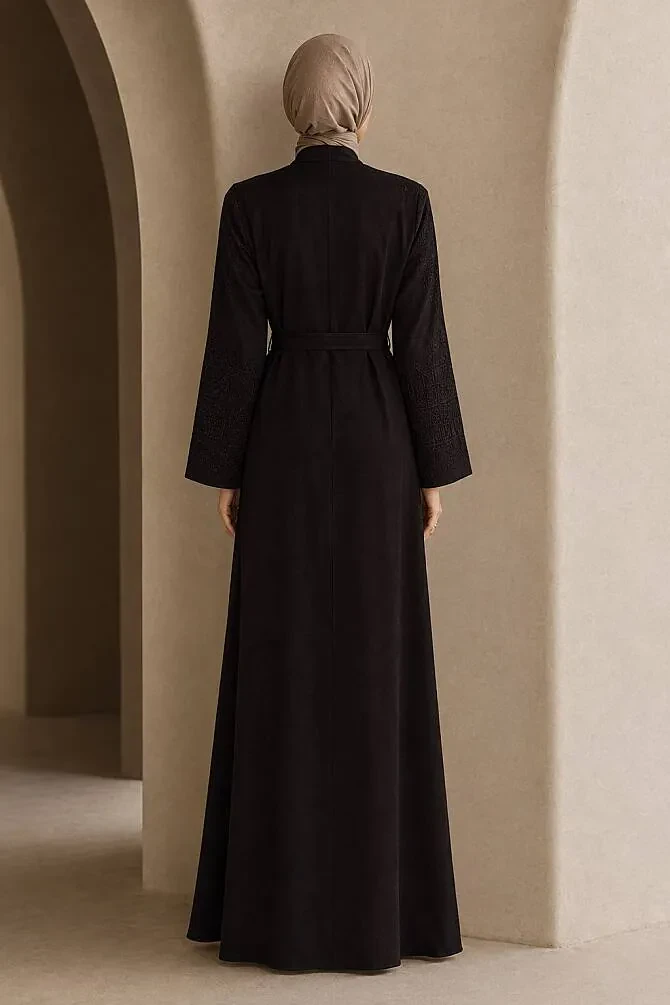 Zip-Front Black Modest Abaya 29139S - 2