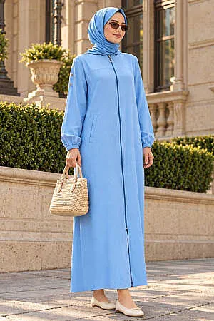 Zip-Front Blue Modest Coat 53931M 