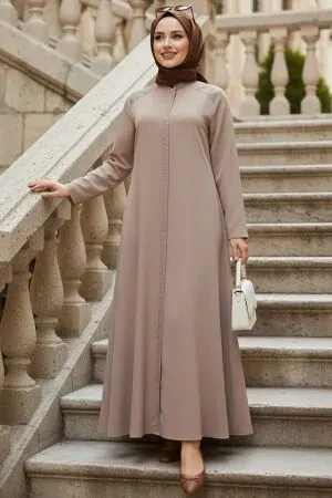 Zip-Front Mink Modest Abaya 45312V 