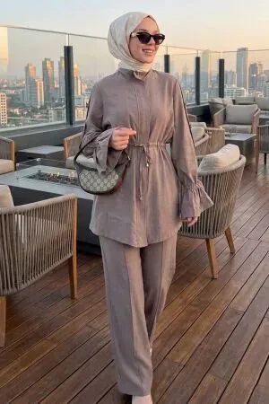 Zip-Front Mink Modest Two-Piece Set 20062V 